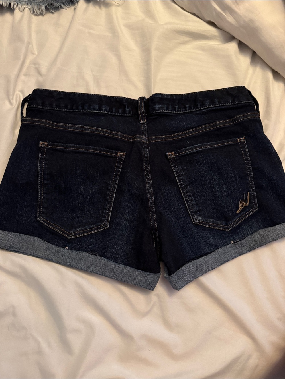 Express Dark Indigo Rolled Cuff Denim Shorts